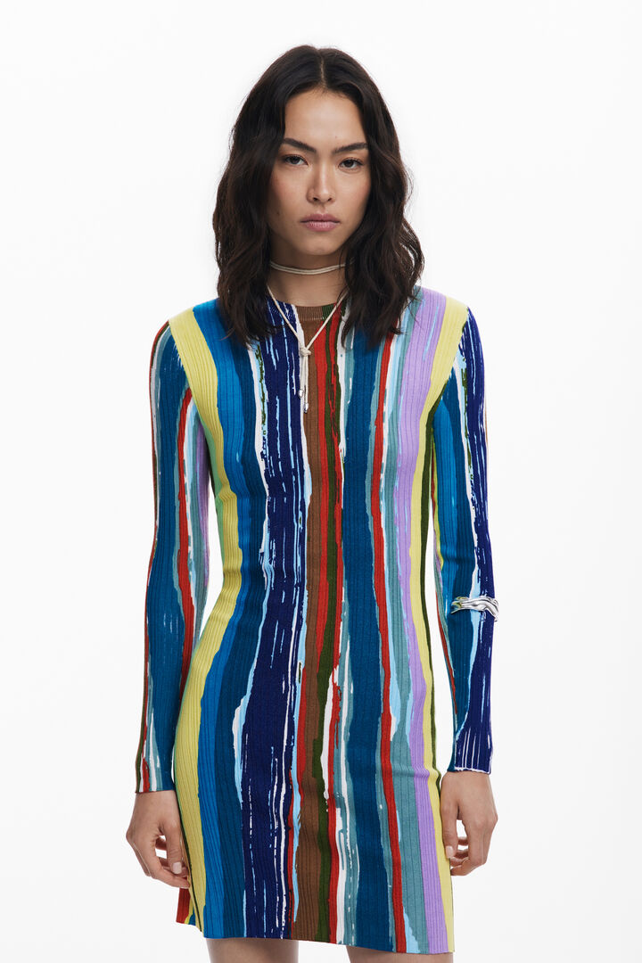 Vestido canalé rayas colores | Desigual