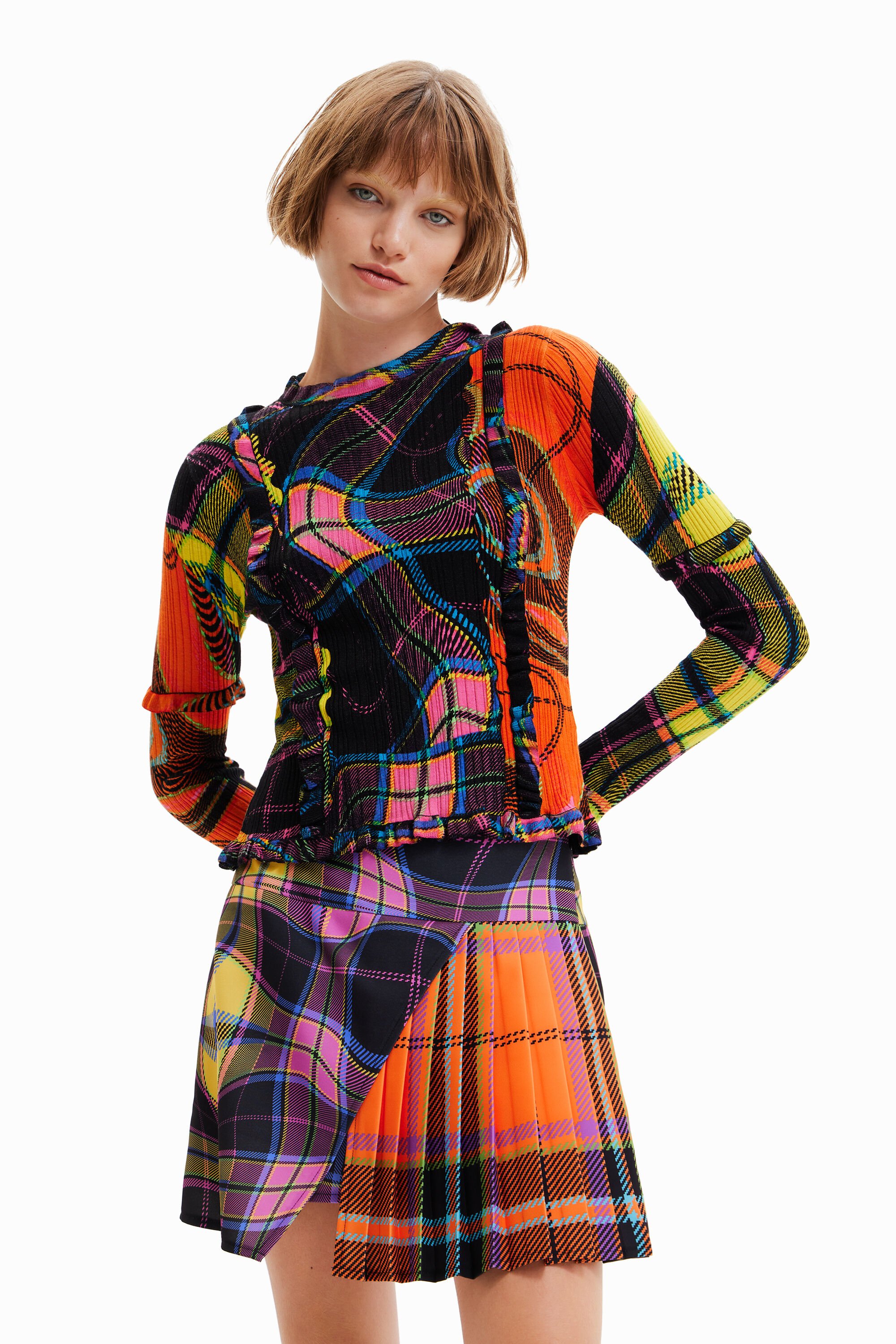 María Escoté plaid ribbed pullover | Desigual.com