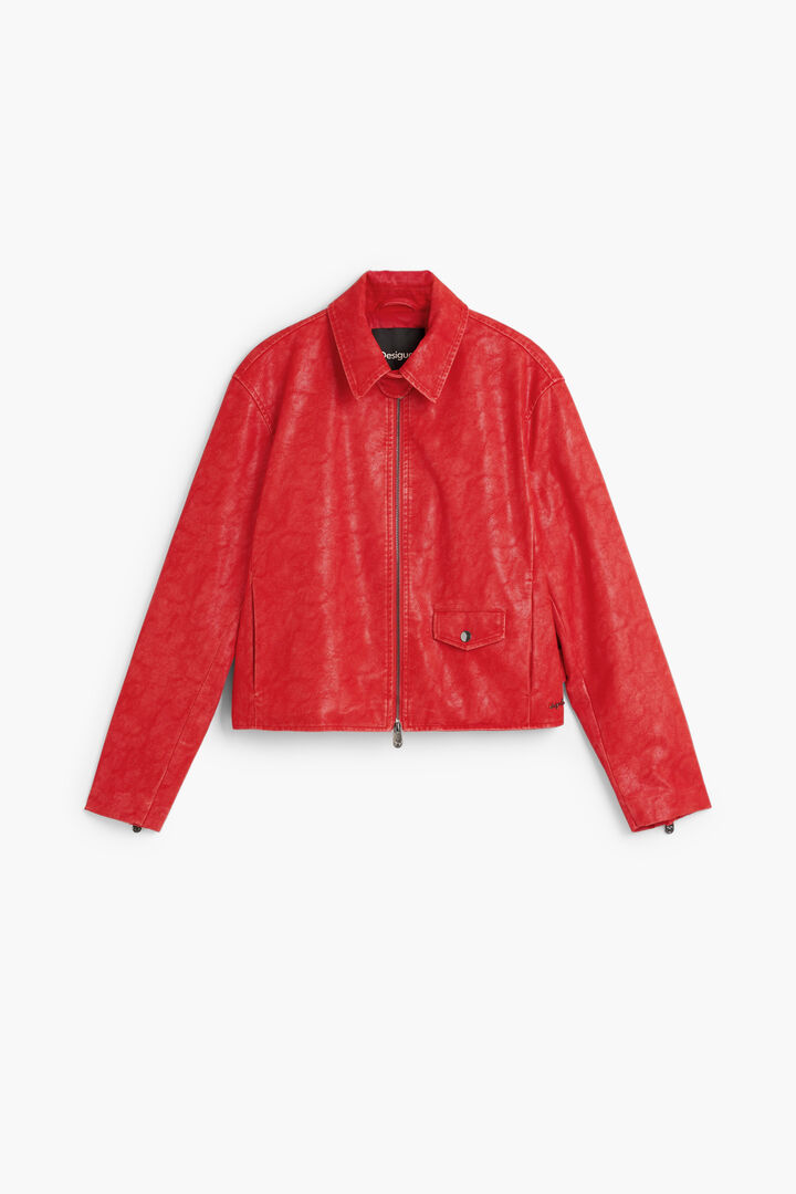 Rood jack met lederlook