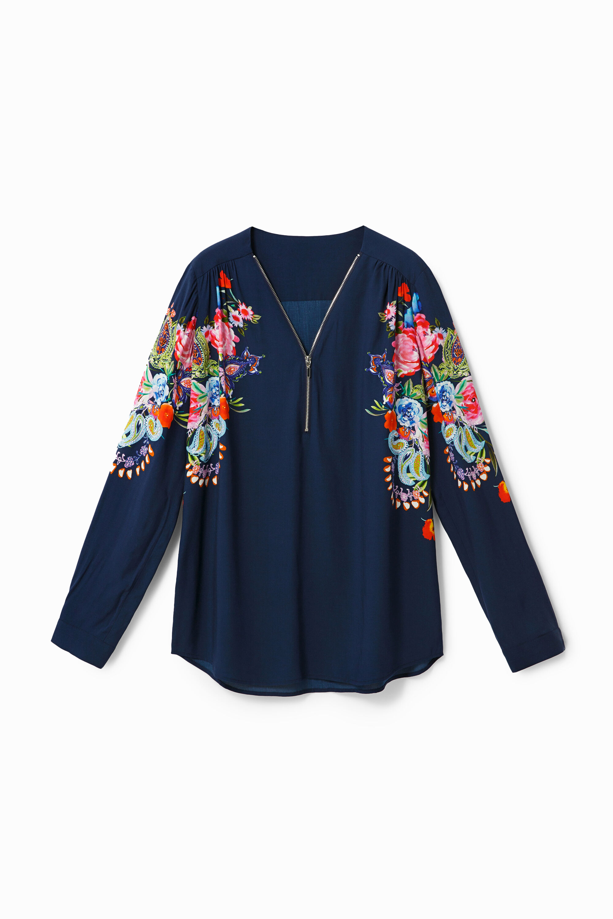 Floral zipper blouse