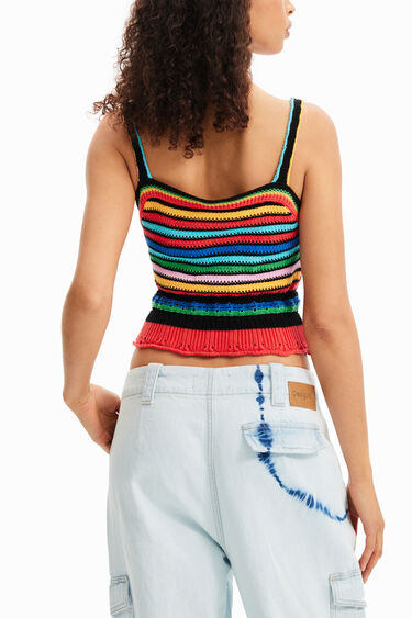Korte gehaakte top met schouderbandjes | Desigual