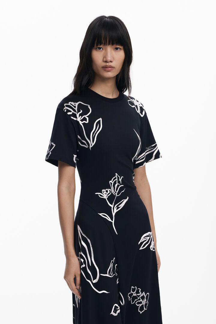 Abito asimmetrico con tratti floreali | Desigual