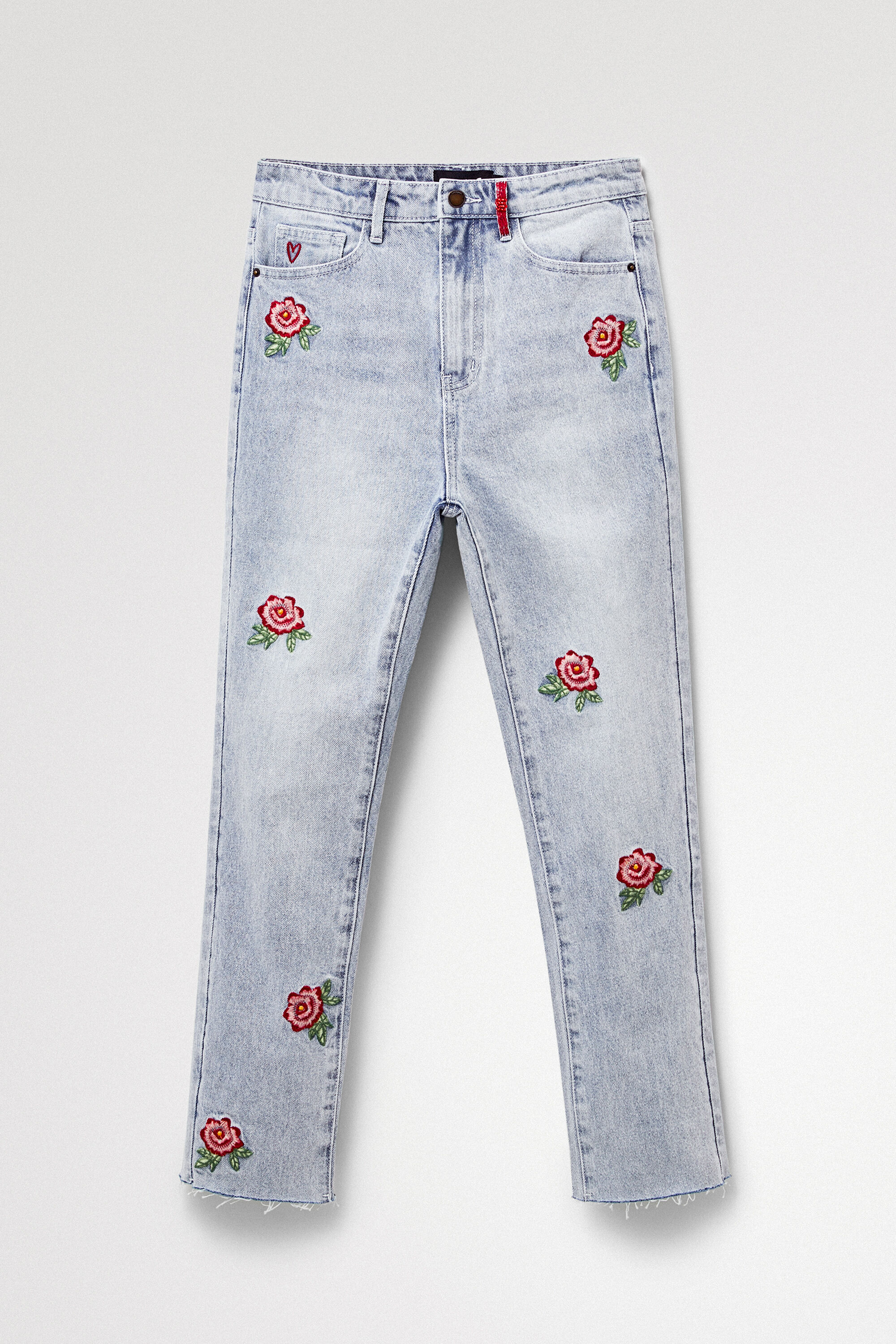 Hosen - Gerade geschnittene Jeans mit Blumen  - Onlineshop Desigual