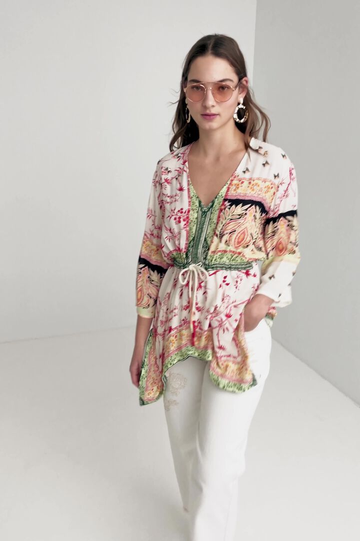Kaftan blouse ethnic motifs | Desigual