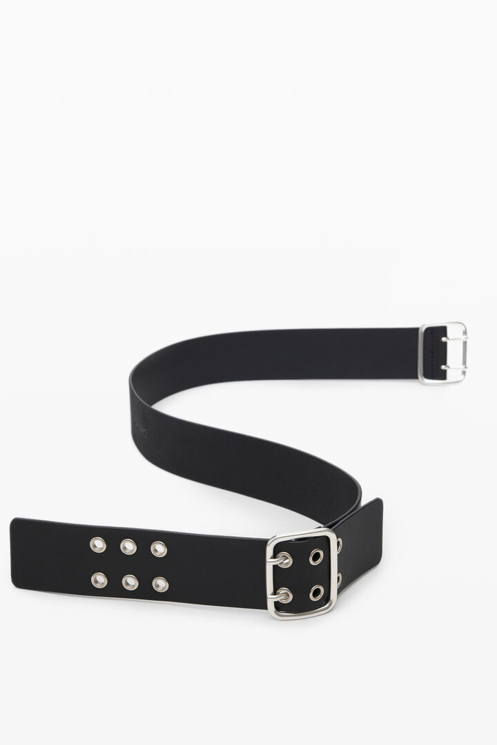 Double buckle leather belt