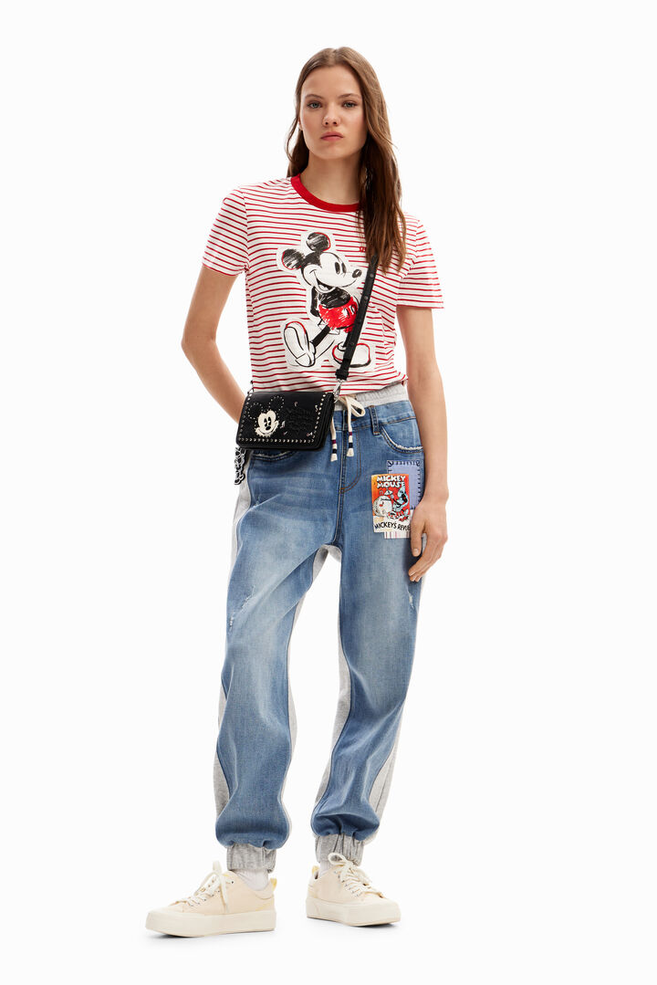 Jean jogging Mickey Mouse
