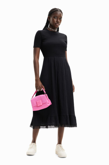 Combination textured midi dress | Desigual