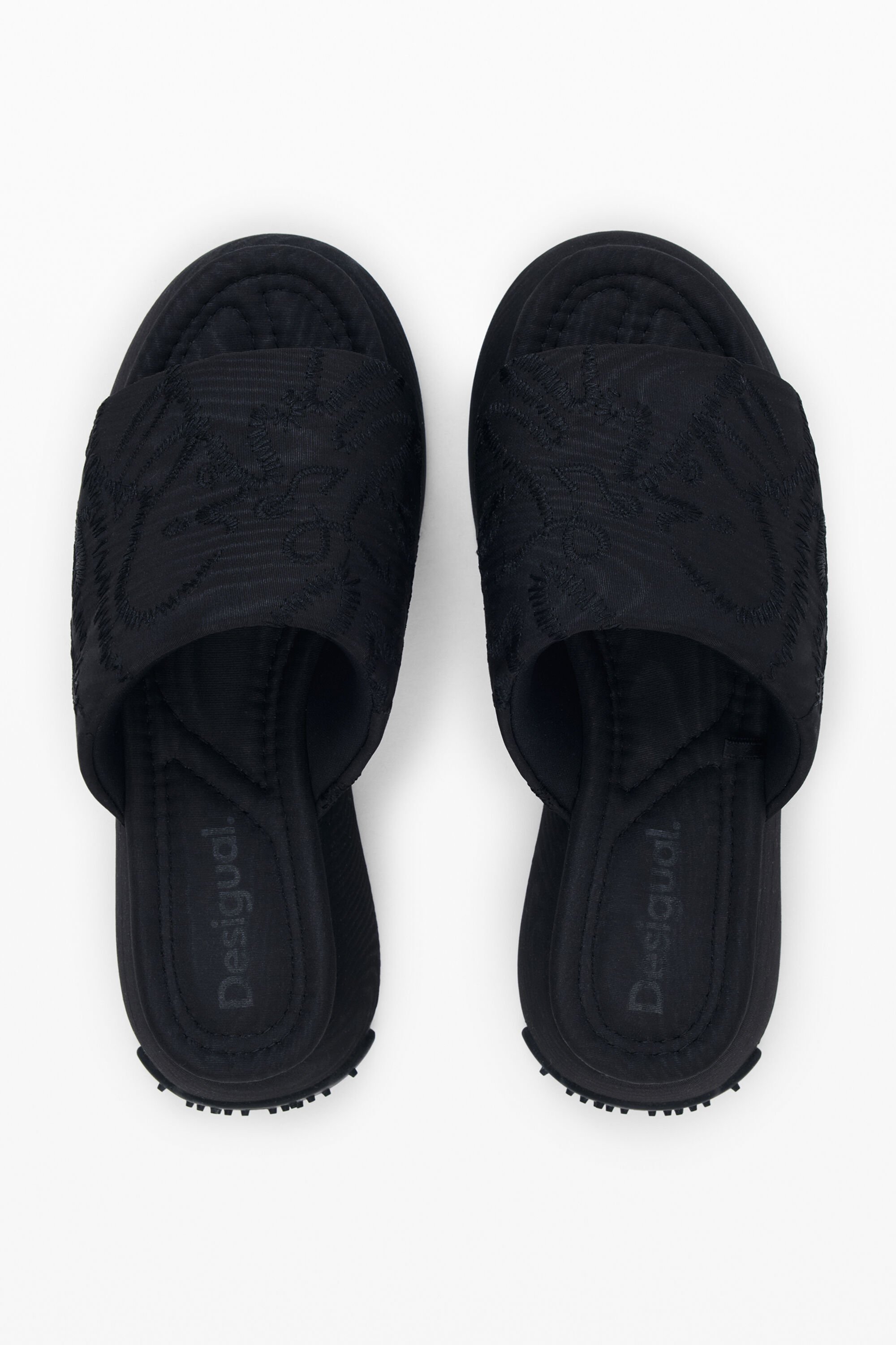 Desigual Platform Slide Sandals In Black