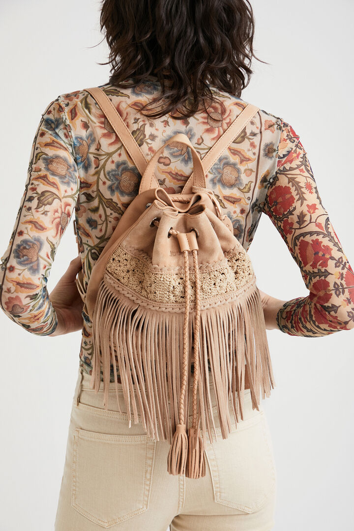 Tasselled leather backpack | Desigual