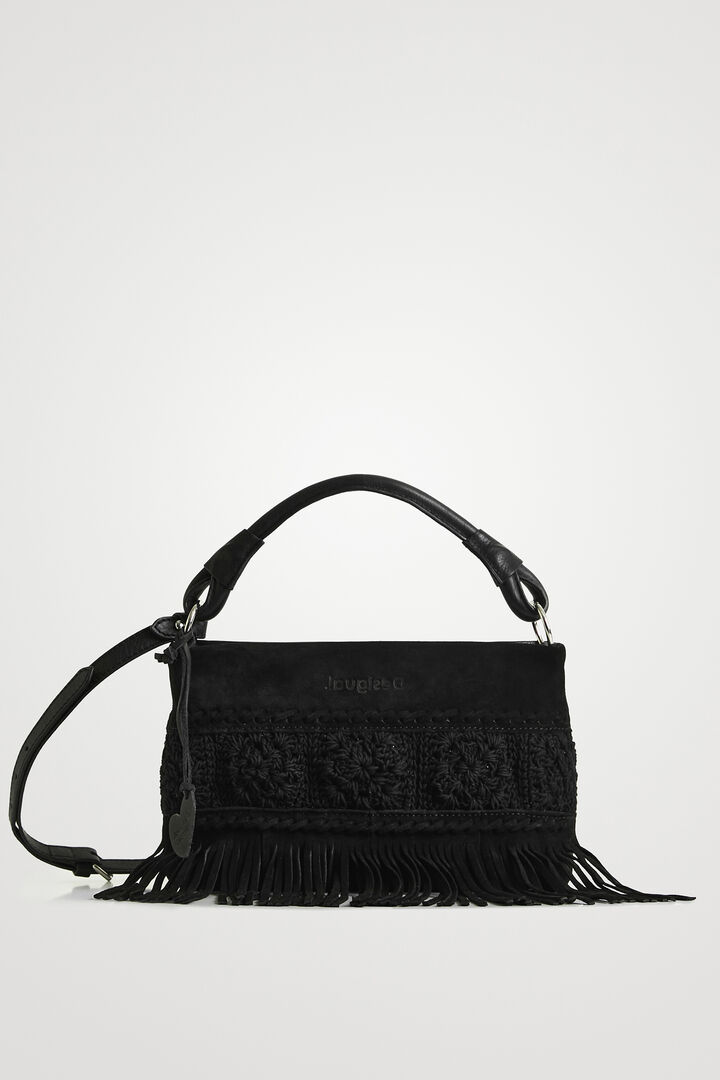 Borsa a tracolla pelle e frange | Desigual