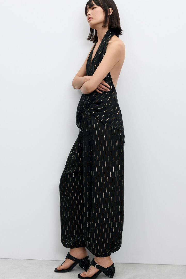 balloon pants with metallic details
