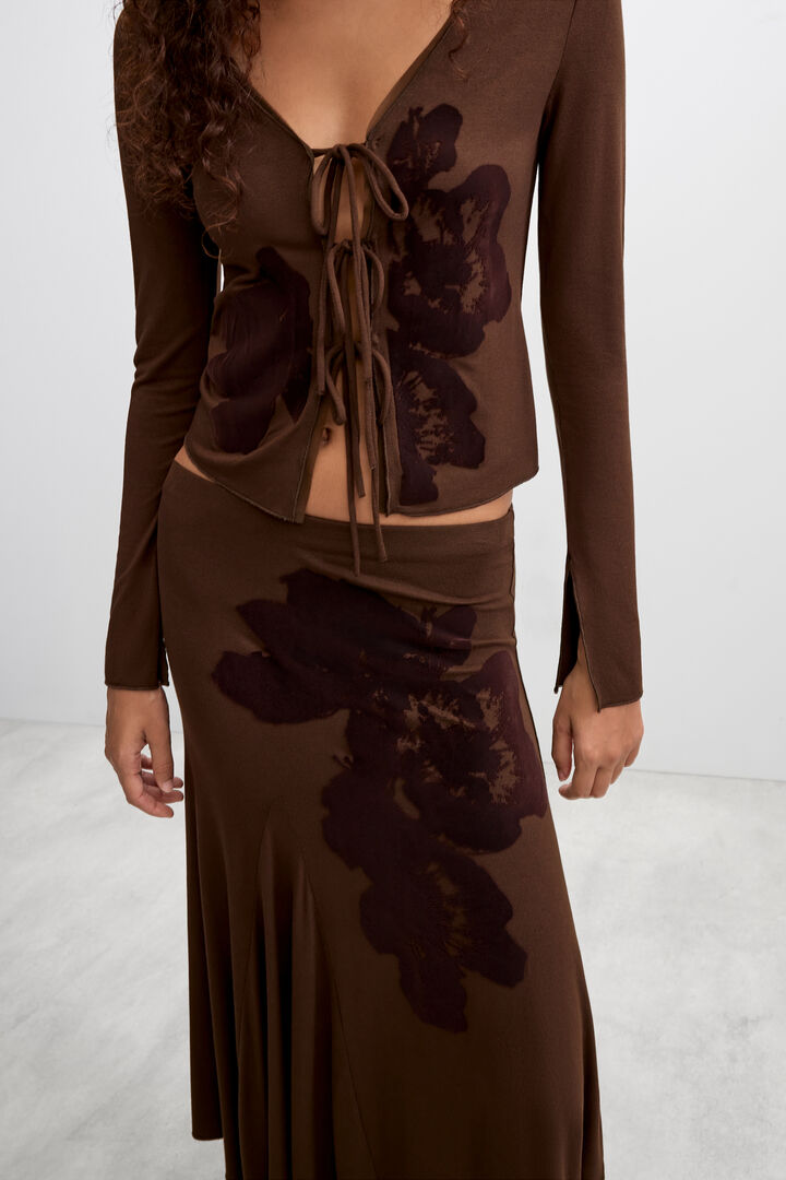 flocked midi skirt