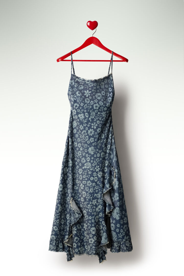 Denim ruffle dress