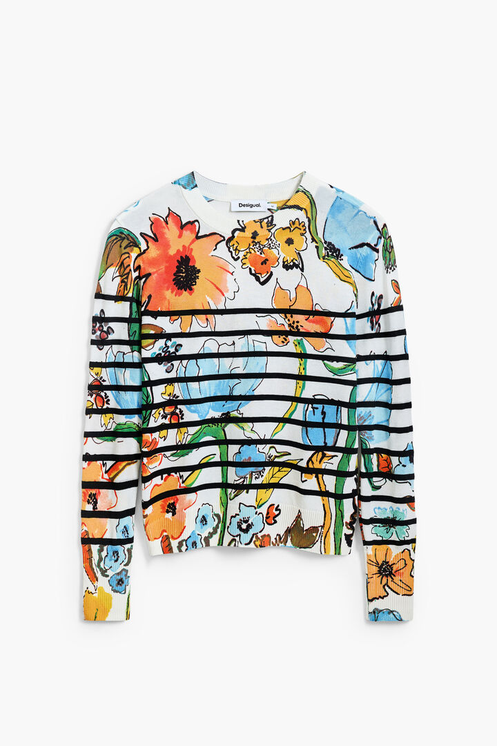 Striped floral sweater | Desigual