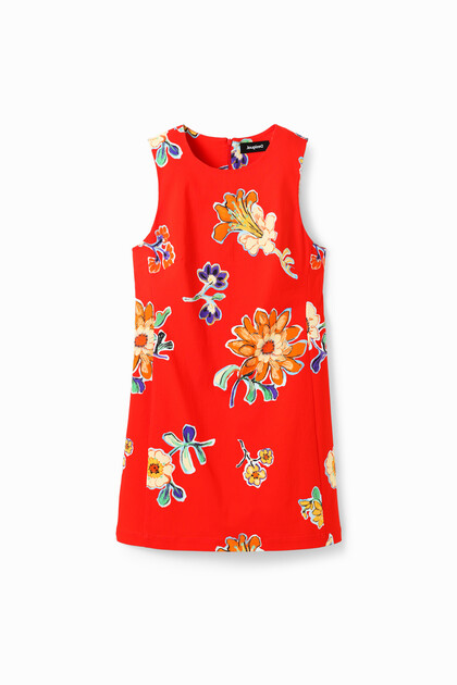 Abito corto fiori slim fit