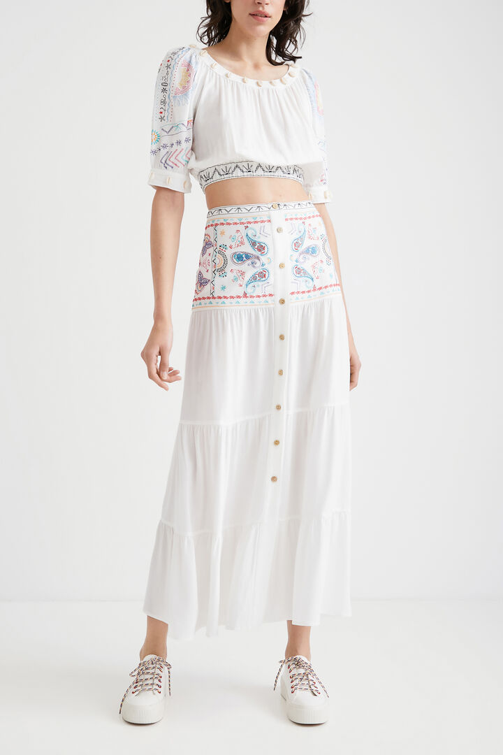 Falda Larga Para Mujer Desigual, Diseño Colorido Y Original, Estilo Bohemio Y Desenfadado, Perfecta Para Looks Casuales Y Festivos