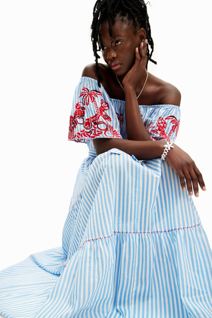 Stella Jean long striped dress | Desigual