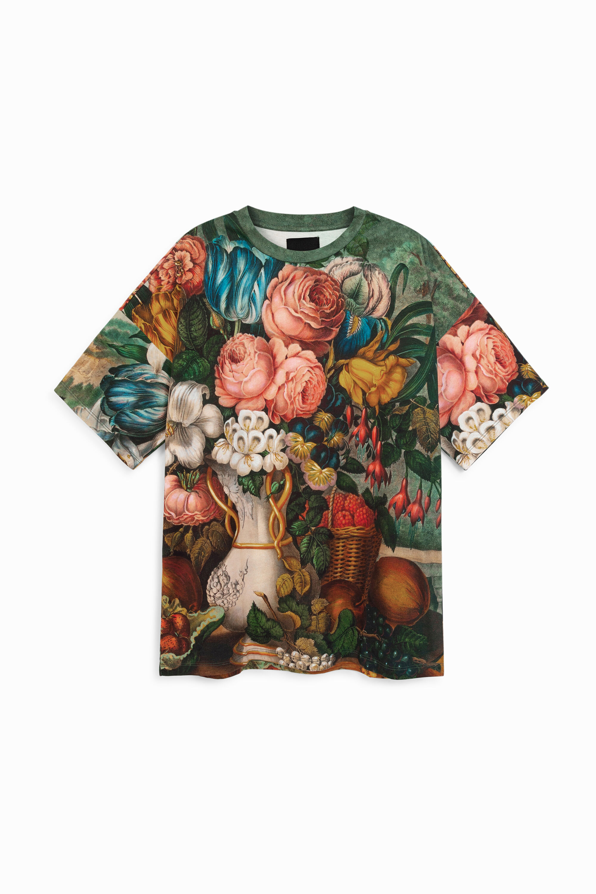 Oversize floral T-shirt - GREEN - S
