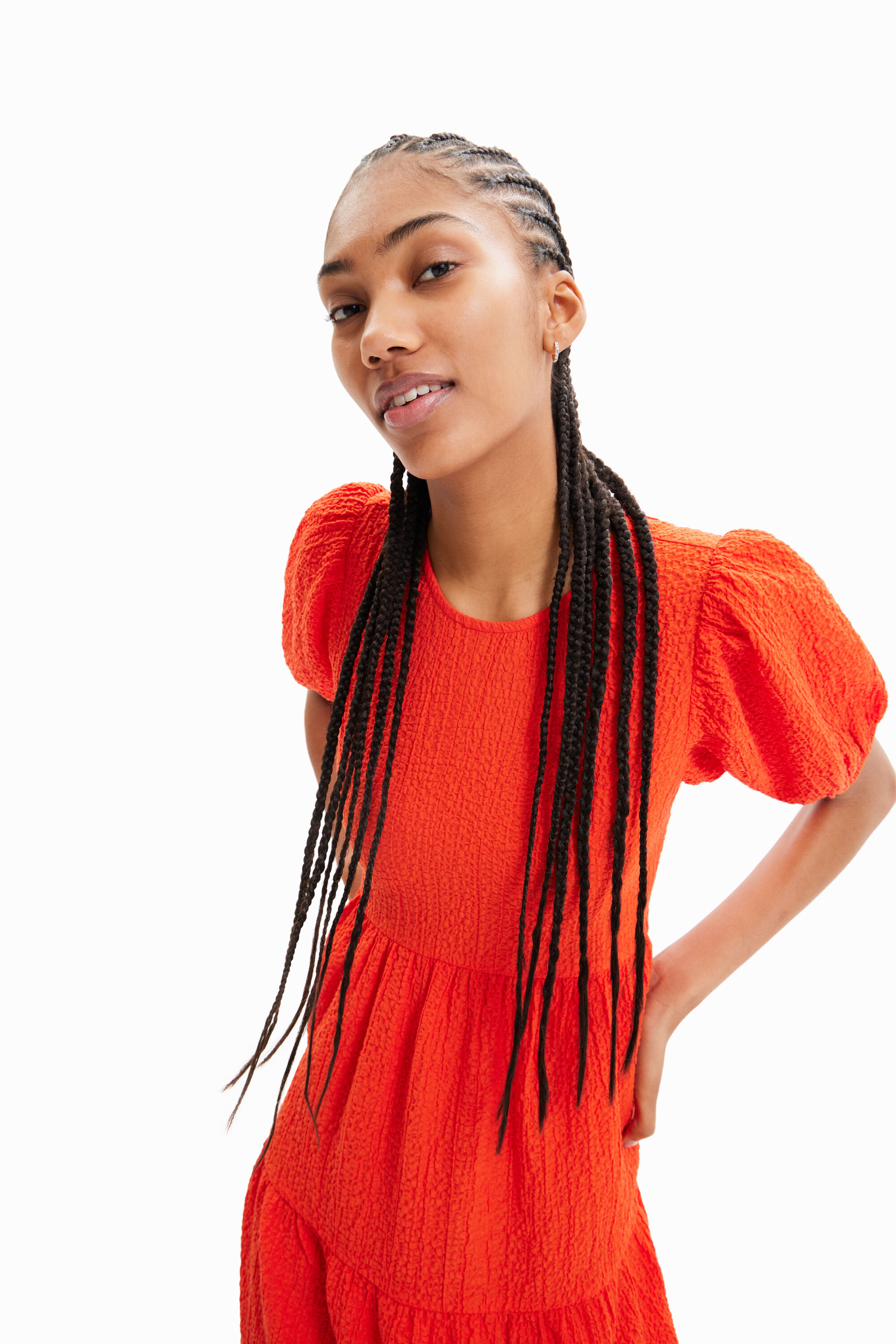 Shop Desigual Back Neckline Midi Dress In Orange