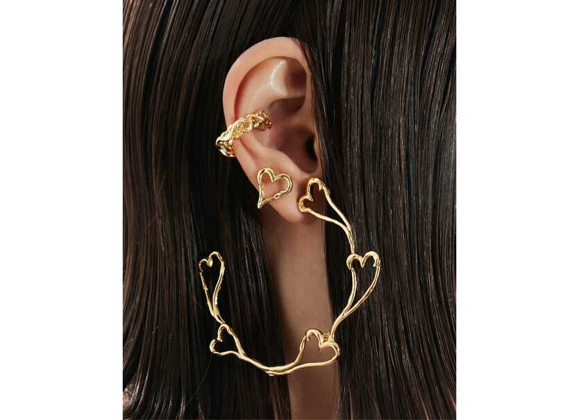 Zalio gold-plated hoop heart earrings