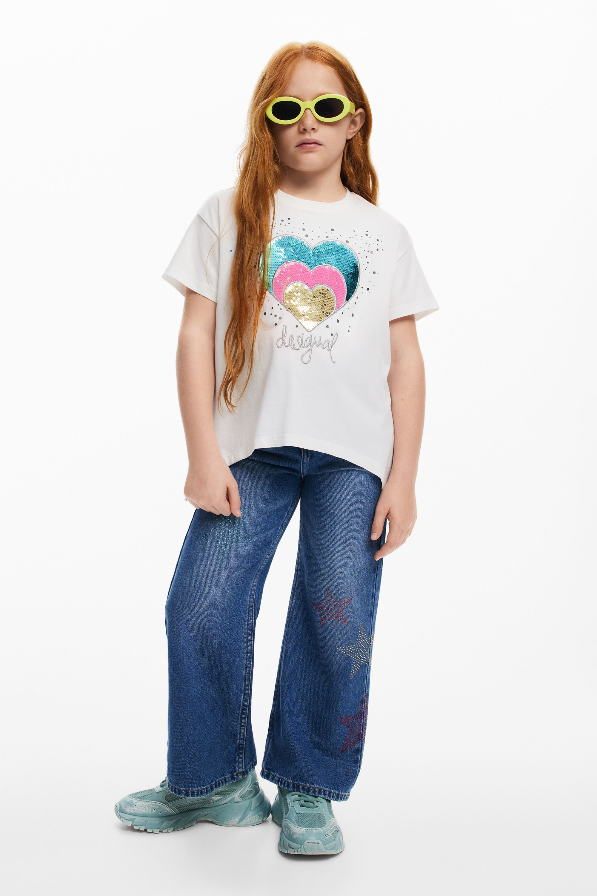 Heart T-shirt with rhinestones