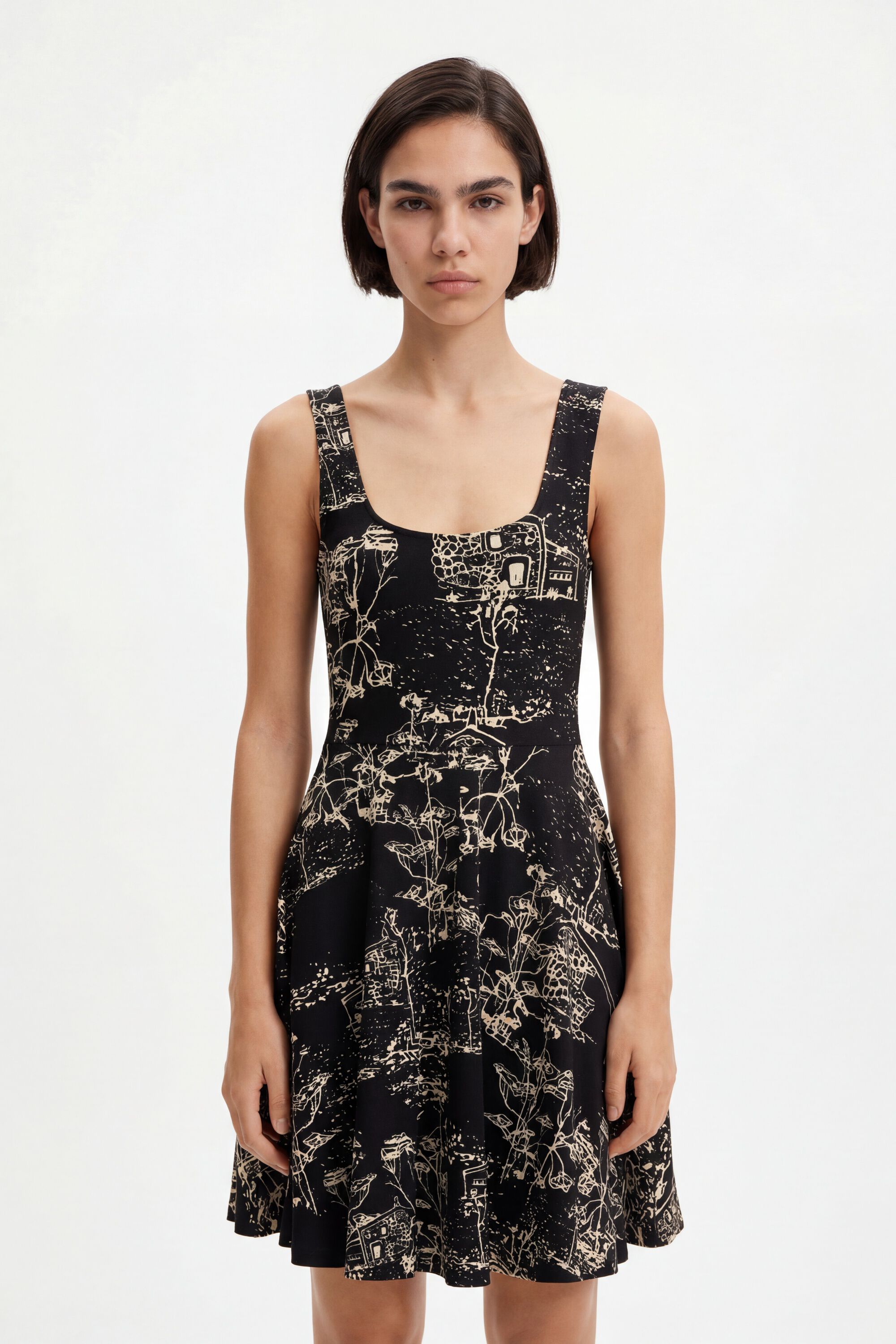 Desigual, Vestido tirantes skater, Negro