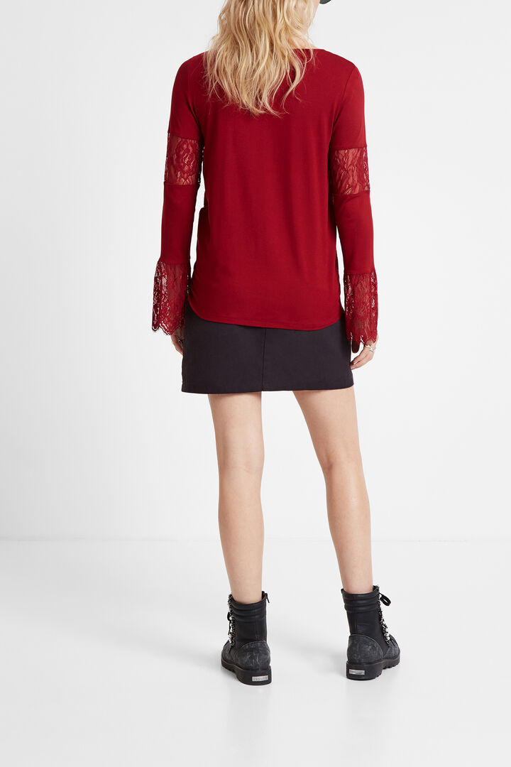 T-shirt dentelle fleuri | Desigual