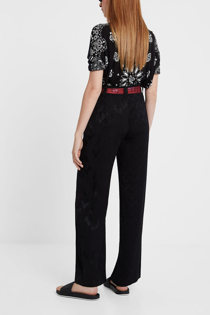 Jacquard trousers with scarf belt | Desigual