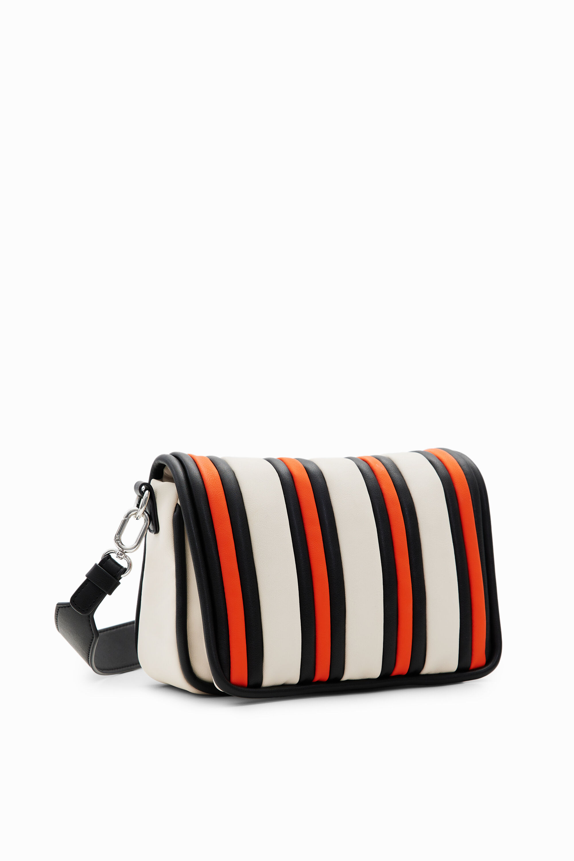 Desigual S Padded Stripy Crossbody Bag In White