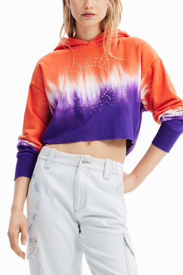 Dessuadora curta tie-dye estràs | Desigual