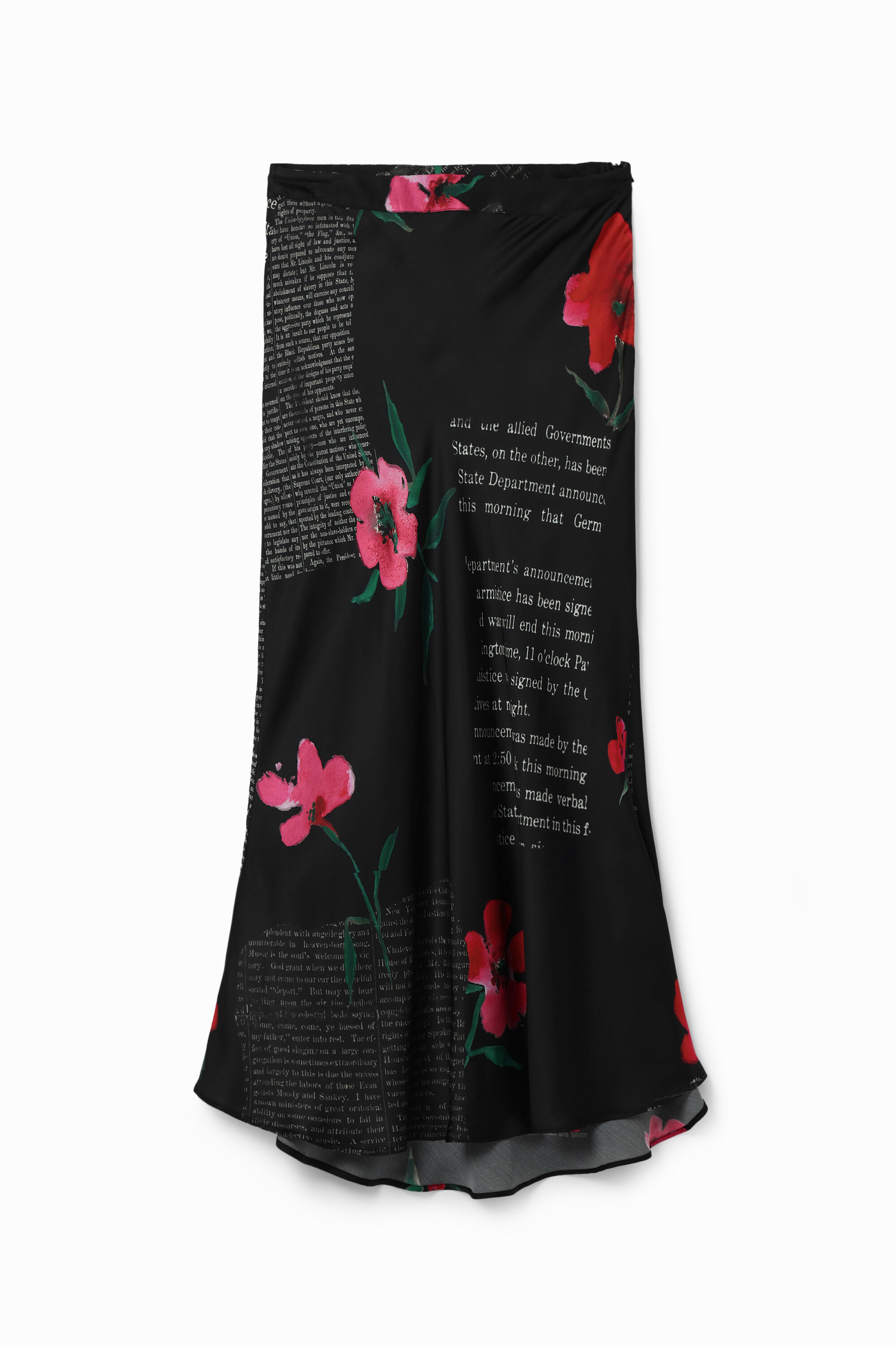 Text slip midi skirt