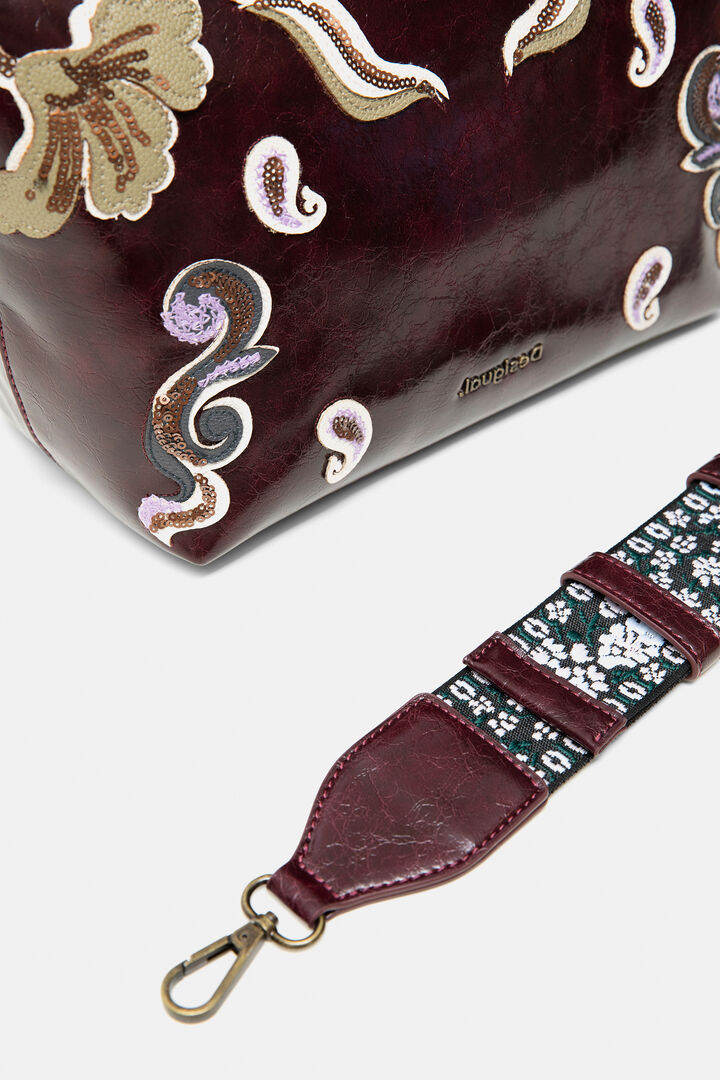 Bolso bandolera efecto piel bordado | Desigual