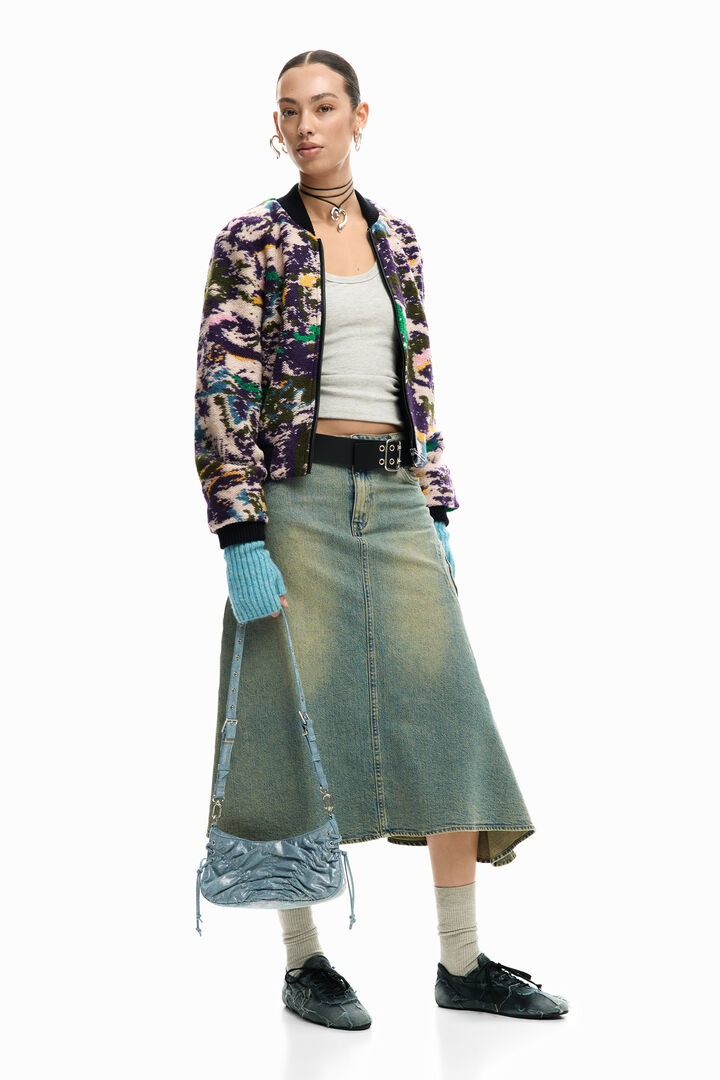 Kleine tas van denim met plooien | Desigual