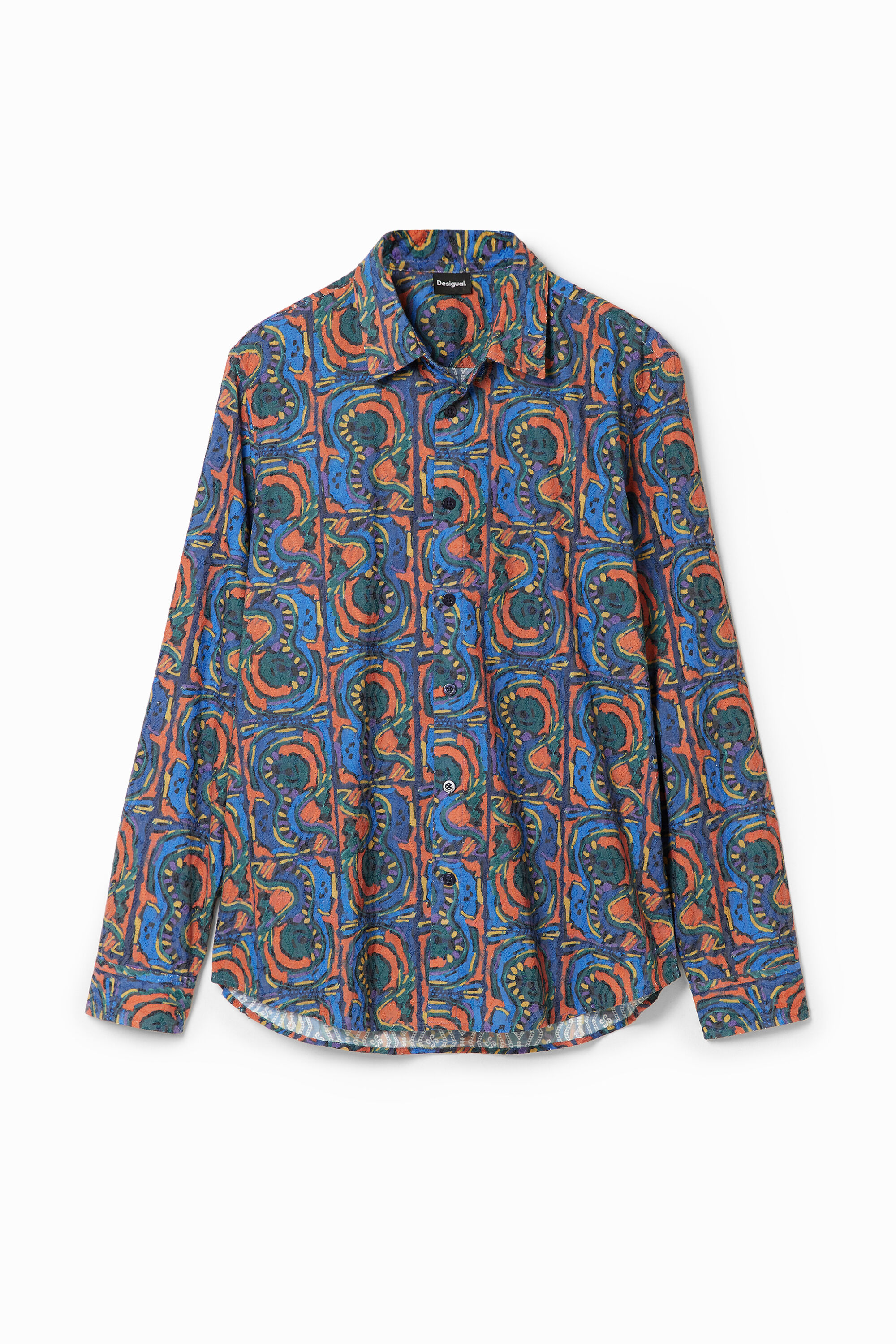 Desigual Arty Embroidered Shirt In Blue
