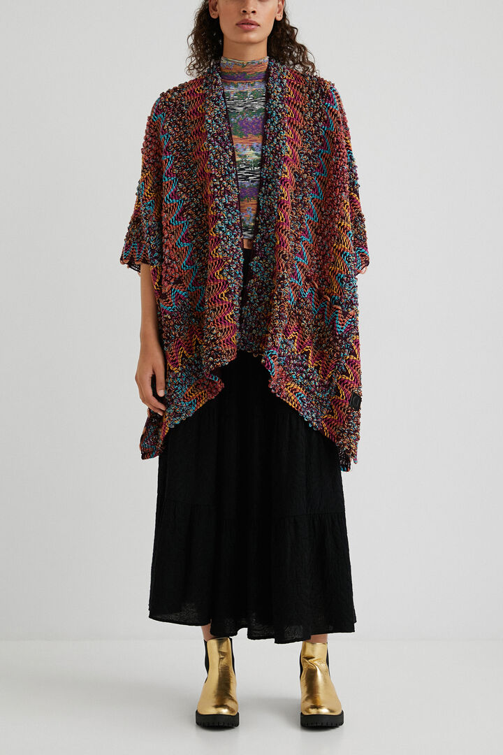 Poncho kaftan marbled wool | Desigual