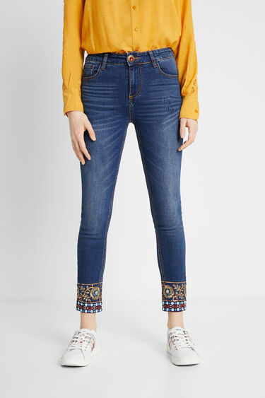 Skinny Floral Embroidery Jeans Desigual Com