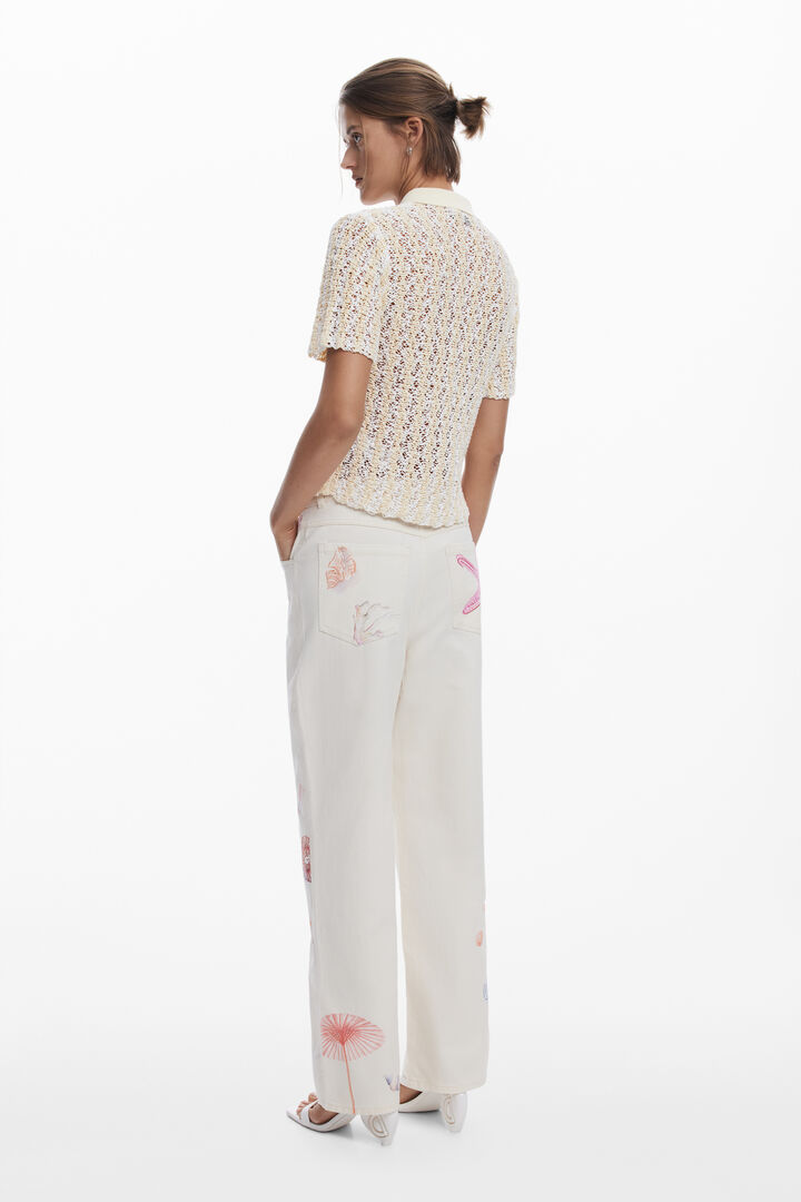 Straight pants with sea stars | Desigual