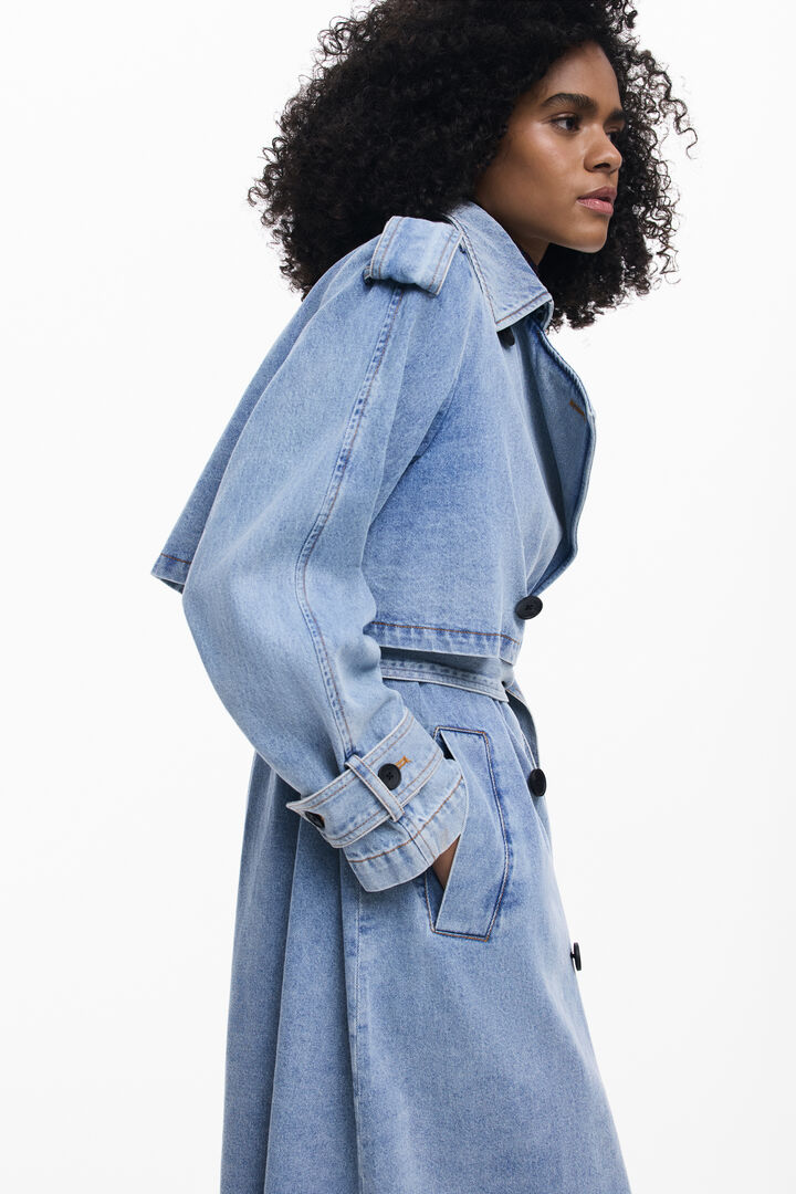 Denim trench coat with belt | Desigual