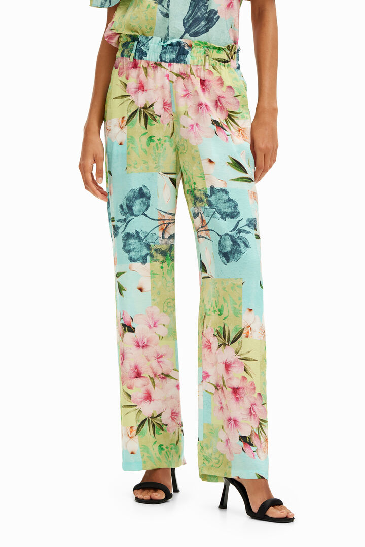 Długie spodnie patchworkowe w kwiaty | Desigual