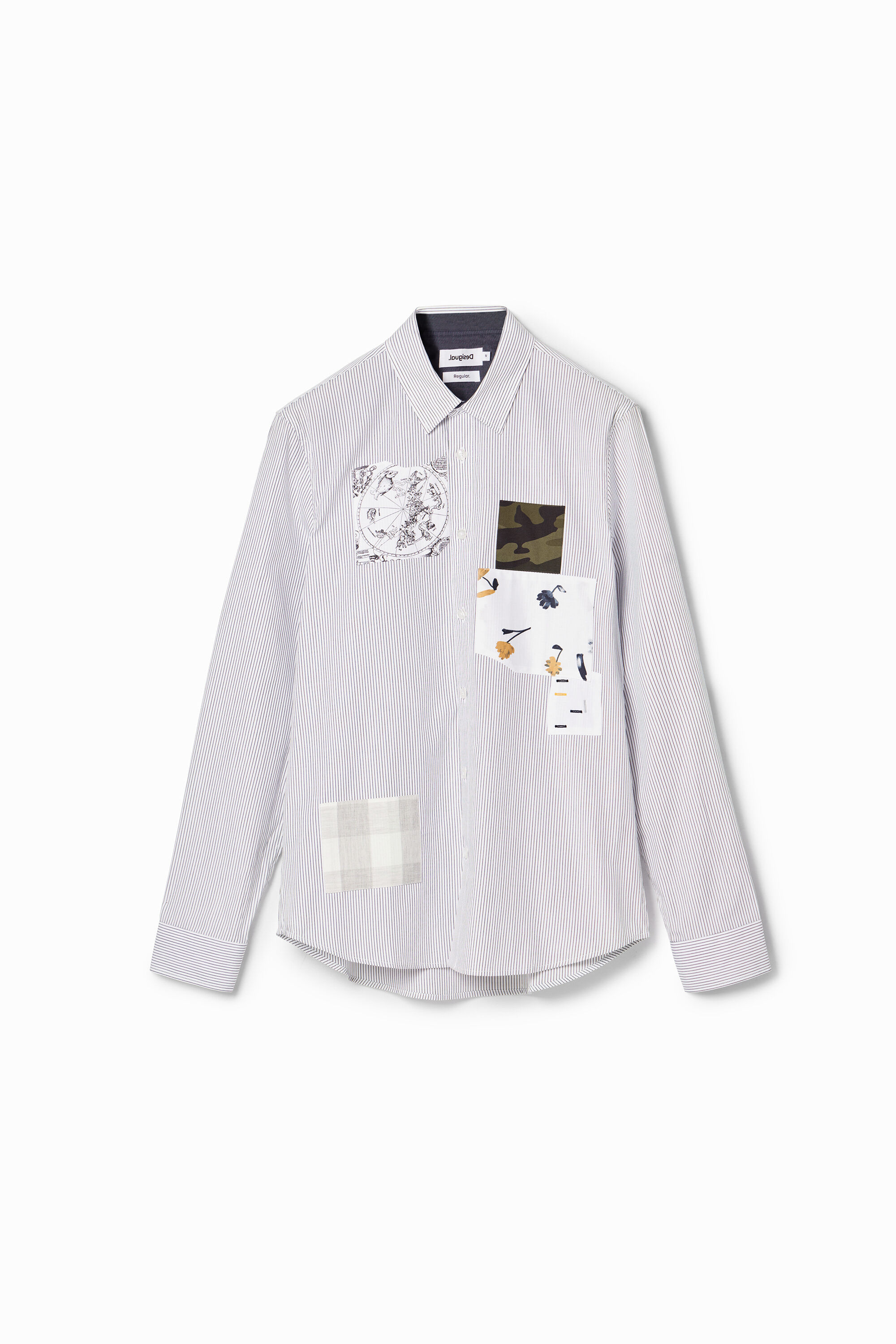 Camisa rayas patch - WHITE - M