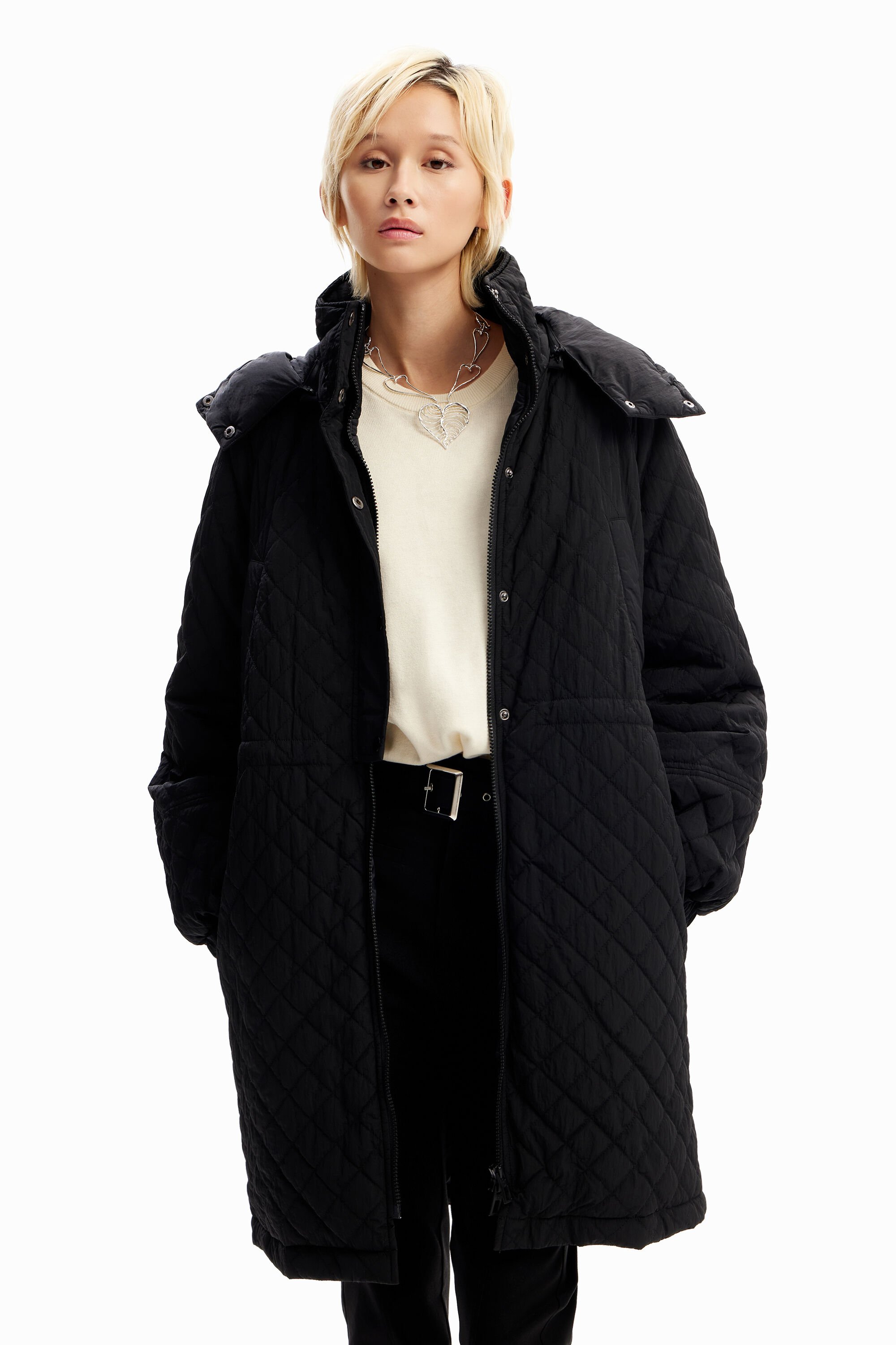 DESIGUAL PUFF-SLEEVE QUILTED COAT