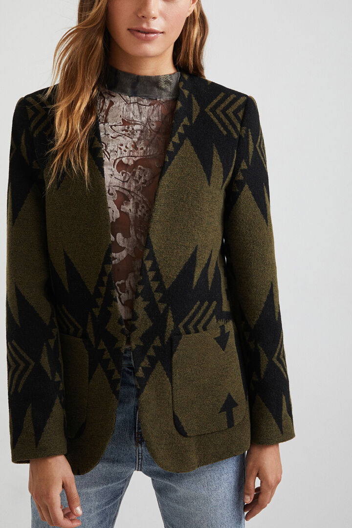 Slim wool print blazer | Desigual