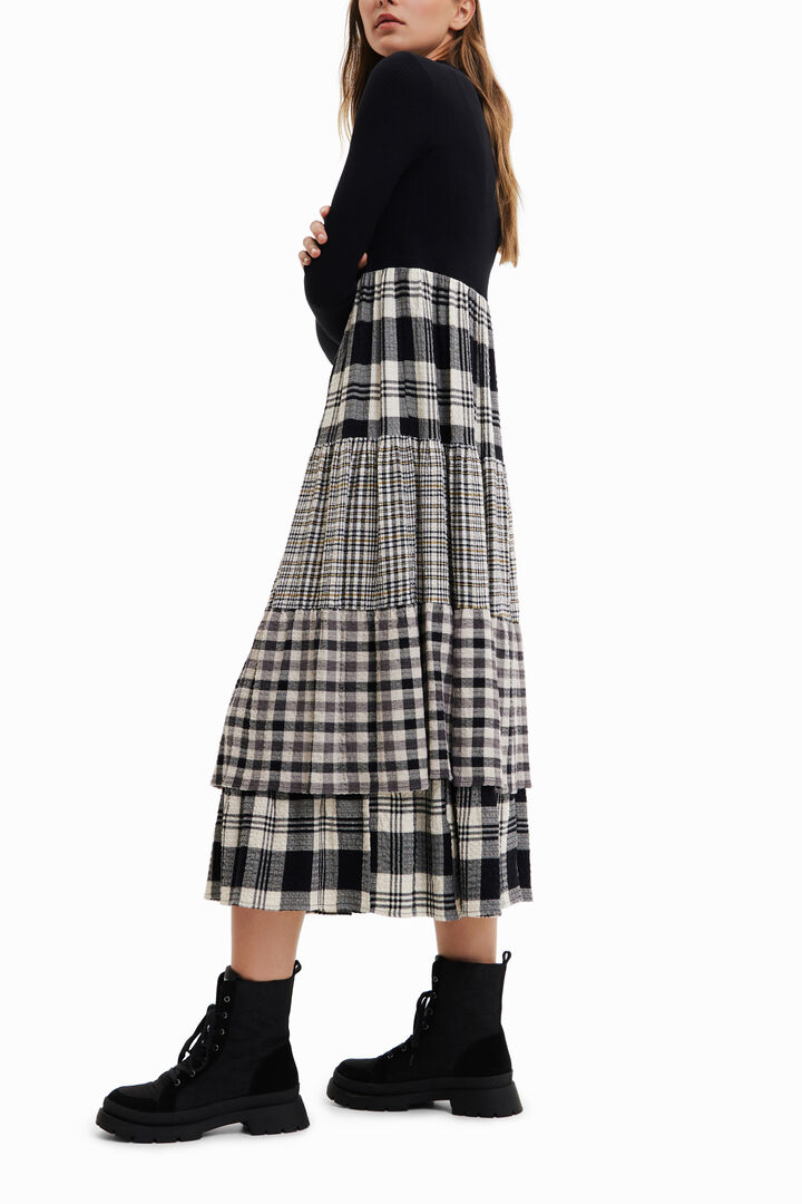 Midi dress with plaid skirt | Desigual