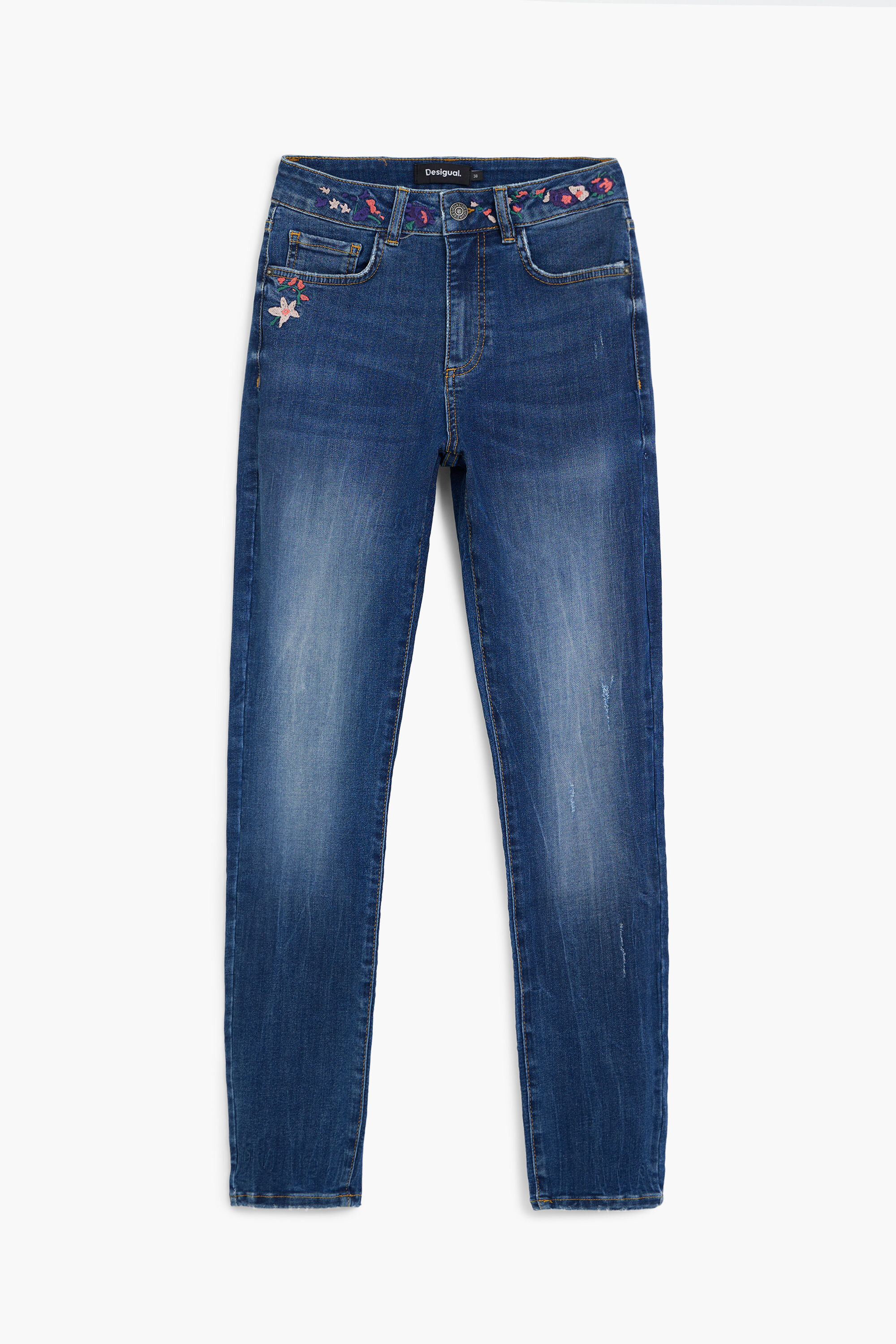 Embroidered slim jeans - BLUE - 42