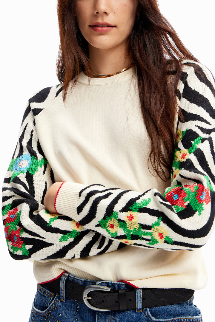 Embroidered zebra pullover | Desigual