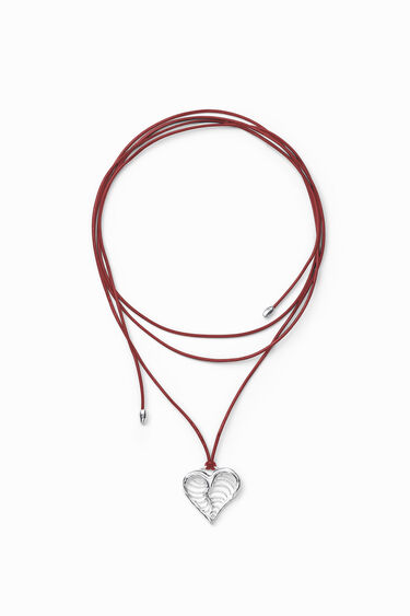 Versilberte Herz-Halskette mit Leder Zalio | Desigual