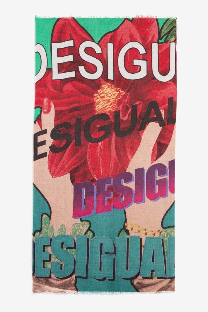 Rectangular lettering print scarf | Desigual