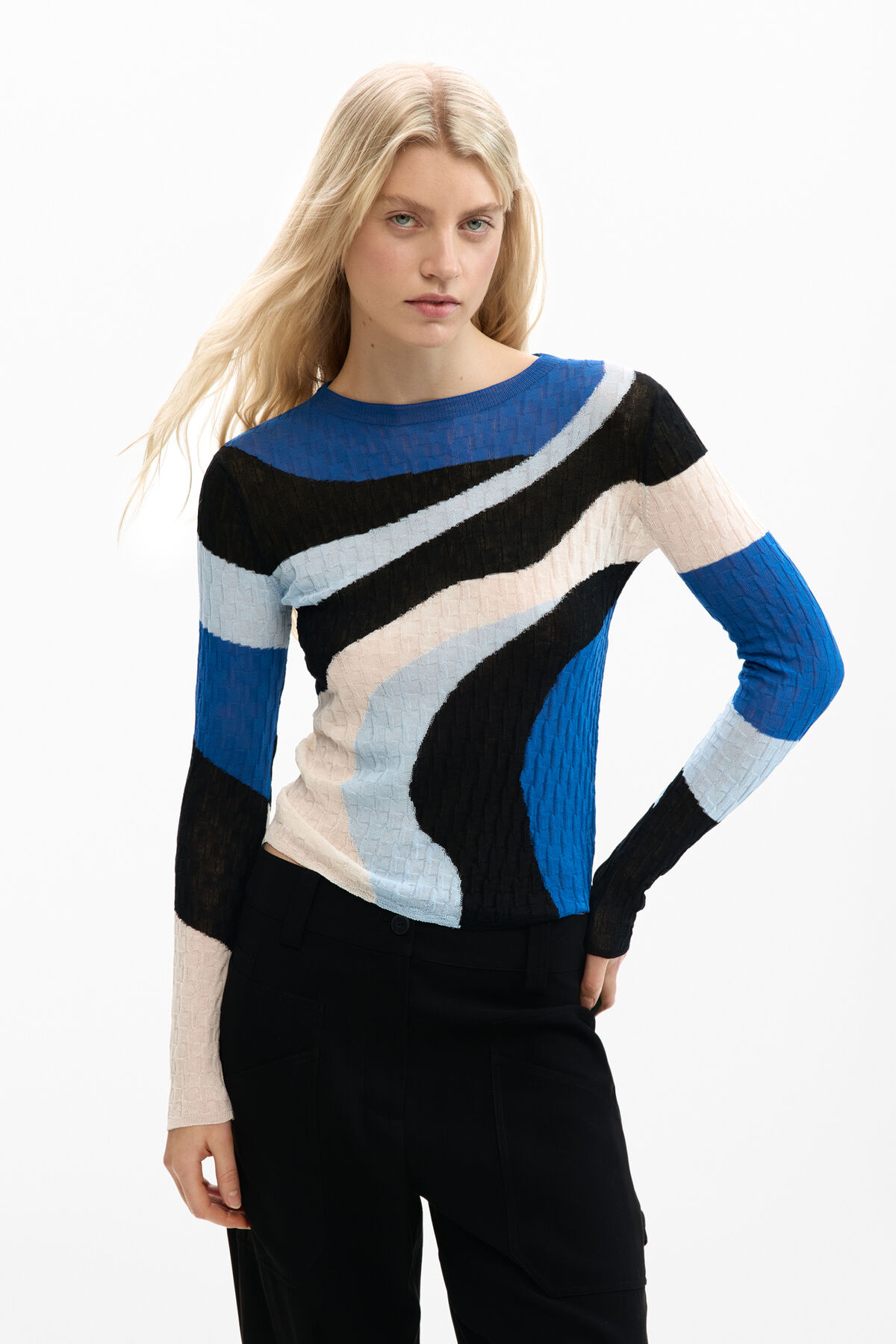 Blue knit sweater green Women