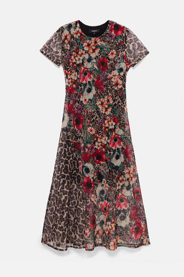 Kleid Mit Blumen Und Animal Print Desigual Com