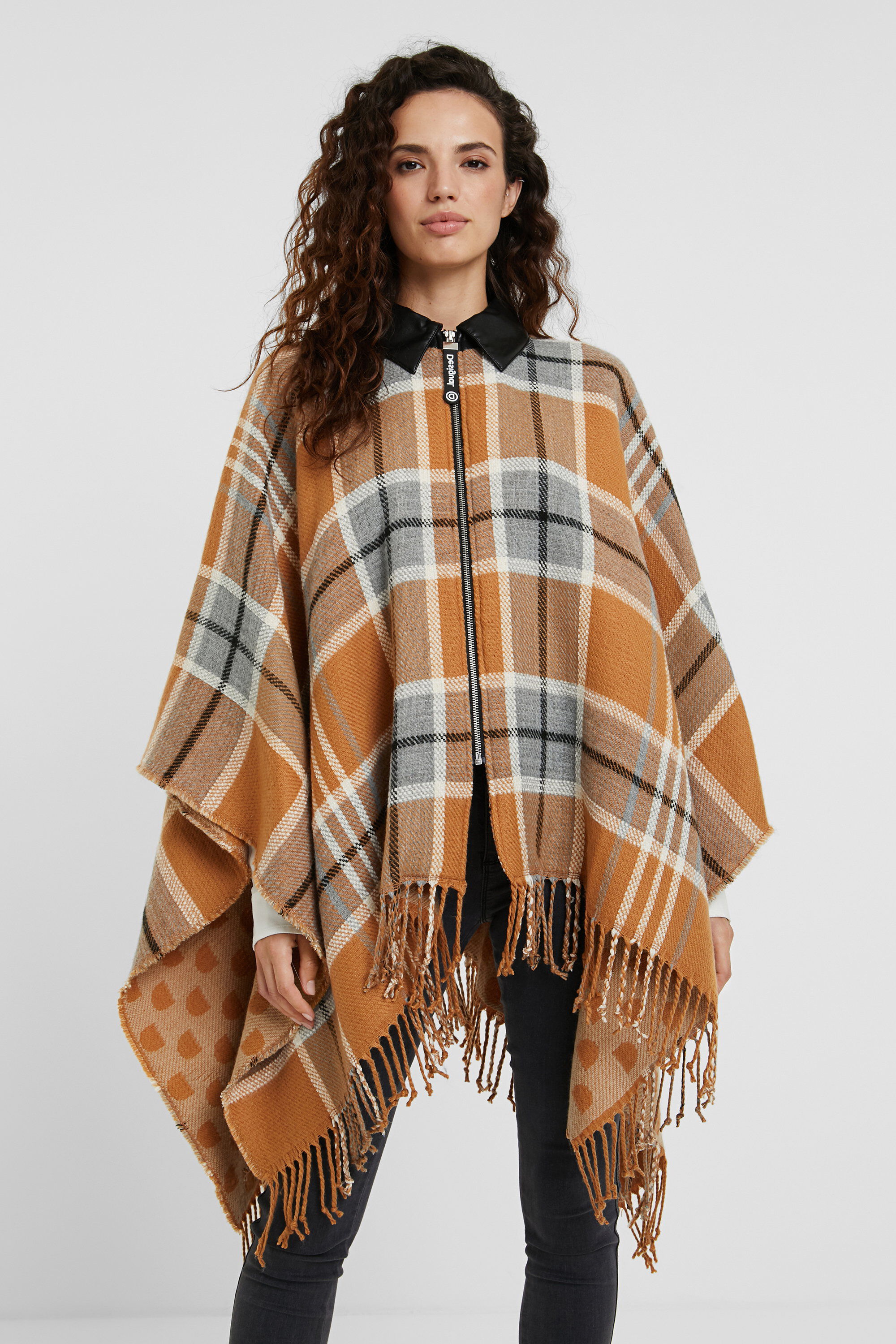plaid shawl with sleeves